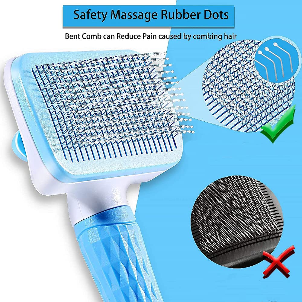 Qpets Slicker Dog Comb Brush Pet Grooming Brush Daily Use to Clean Loose Fur & Dirt Great for Dogs and Cats with Medium Long Hair Dog Hair Deshedding Brush-Blue Qpets Slicker Dog Comb Brush Pet Grooming Brush Daily Use to Clean Loose Fur & Dirt Great for Dogs and Cats with Medium Long Hair Dog Hair Deshedding Brush-Blue